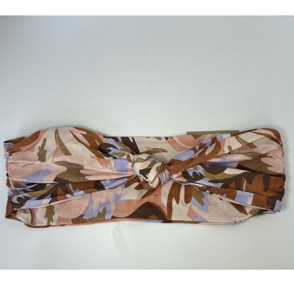 NWT Fox Stone Swim LeLe Bikini Top, Bandeau, Pastel Petal Brown/Pink, size Large - Picture 2 of 16